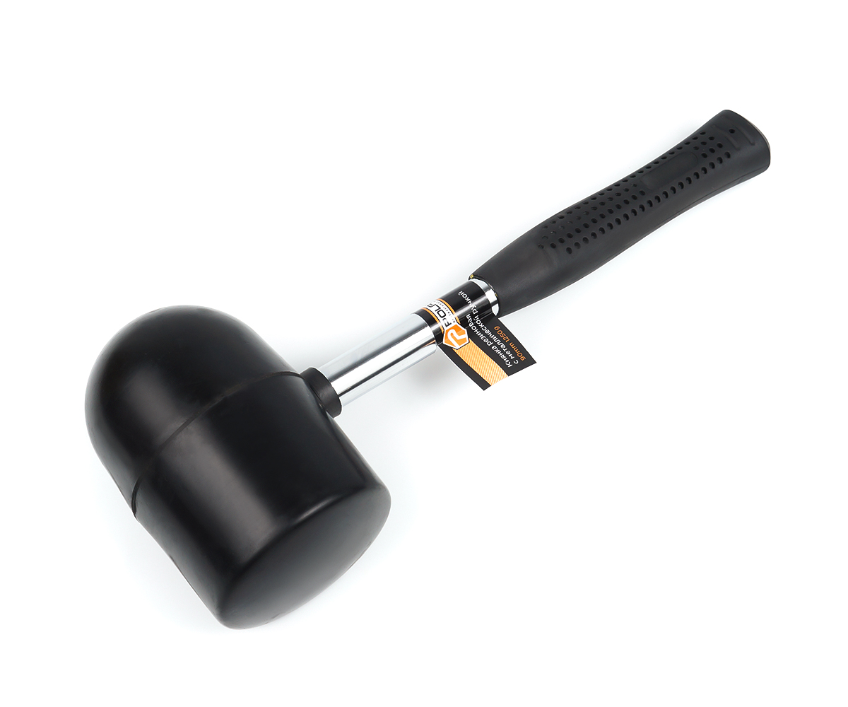 Киянка гумова з металевою ручкою, чорна 90 мм 1250 г, POLAX